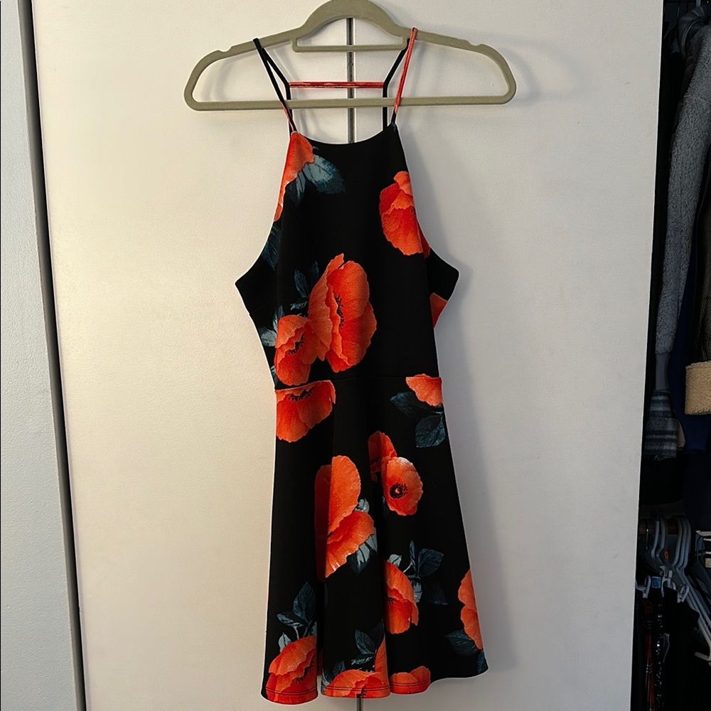 Francesca's Collections Black and Orange Mini Cocktail Dress